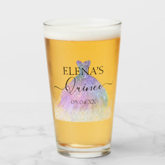 Quinceañera Tall Glass Party Favor Personlig Glaskopp