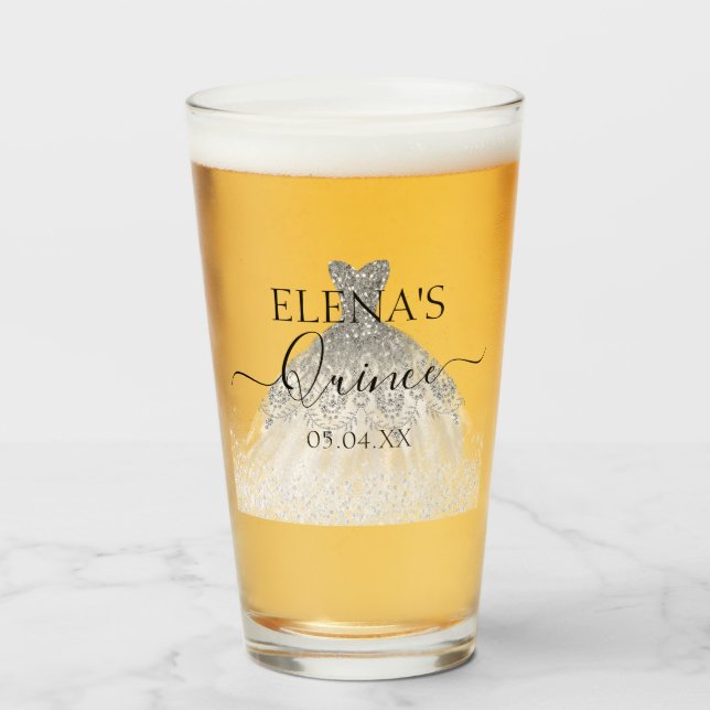 Quinceañera Tall Glass Party Favor Personlig Glaskopp (Framsida fylld)