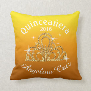 Quinceanera Tiara Bokeh Bling   ombre gul Kudde