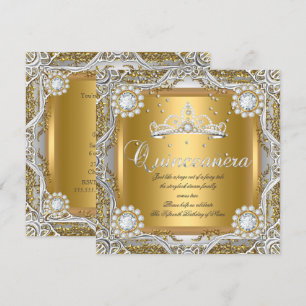 Quinceanera Tiara Guld Silver Diamant Födelsedag Inbjudningar