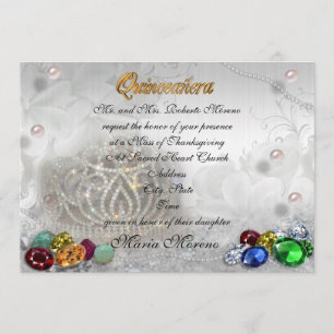 Quinceanera tiara-inbjudan inbjudningar