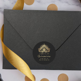 Quinceañera Tiara Krona RSVP Kuvert Sigill Runt Klistermärke