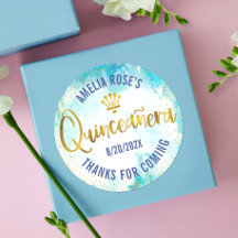 Quinceañera Turcos Blue Gold Foil Watercolor
