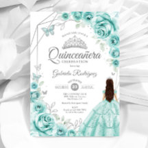 Quinceanera Turcos Silver Dress Blommigt