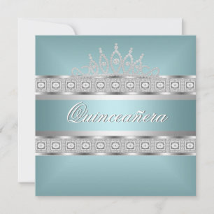 Quinceanera Turkos Silver Juvel 15-årsdag Inbjudningar