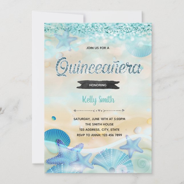 Quinceanera under inbjudan till sjöss (Framsida)