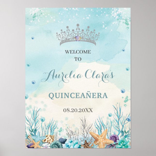 Quinceañera under Sea Beach Välkommen Poster (Framsidan)