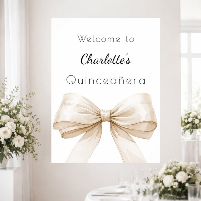 Quinceañera välkomstbåge i krämbeige poster (Skapare uppladdad)