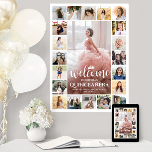 Quinceañera Välkomstfoto Collage 15-årsdag Poster