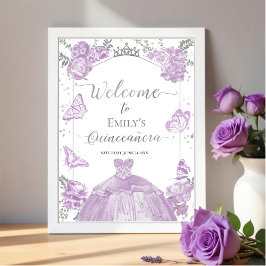 Quinceanera Välkomstsigneringens Blommigt för Lave Poster