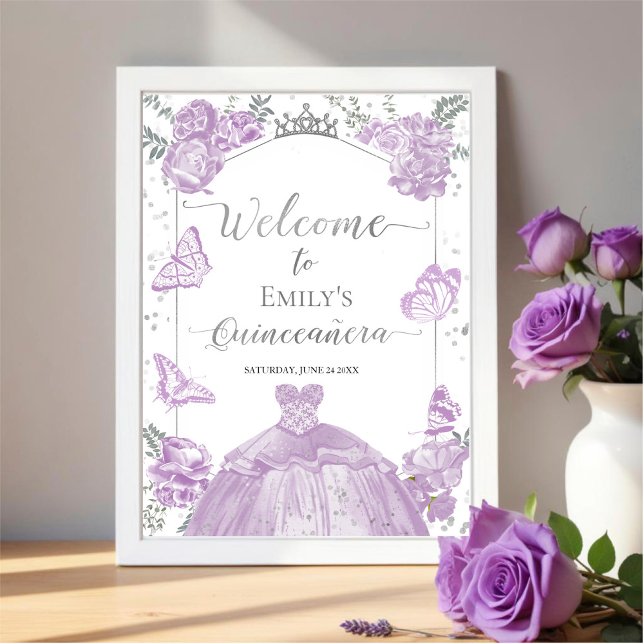 Quinceanera Välkomstsigneringens Blommigt för Lave Poster (Skapare uppladdad)