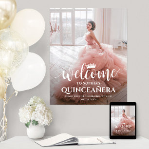 Quinceañera Välkomstskript och foto 15:e födelseda Poster