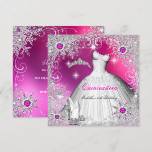 Quinceanera Varmrosa Pärla Silver Vinter Snöflinga Inbjudningar