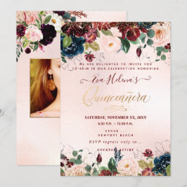 Quinceañera,  vattenfärgsblommor DIY Sangria Inbjudningar