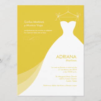 Quinceañera Vestido amarillo Invitaciones Inbjudningar