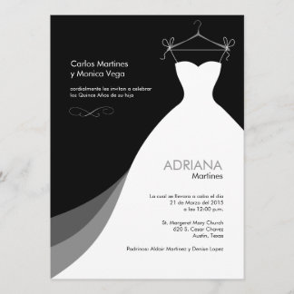 Quinceañera Vestido neger Invitaciones Inbjudningar