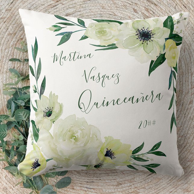 Quinceanera Vild Ro och Greenery Dekorativ kudde (Skapare uppladdad)