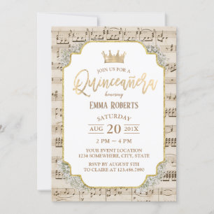 Quinceanera Vintage Music 15:e födelsedagen Inbjudningar