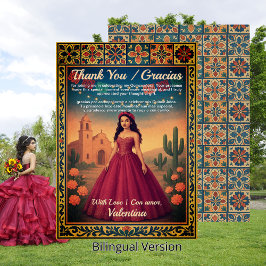 Quinceañera Vintage Red Gown Gracias Tarjeta | Tack Kort