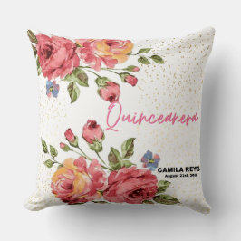 Quinceanera Vintage Röda Rosor Personlig Kudde