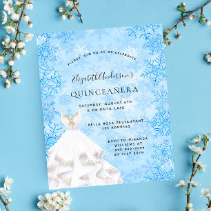 Quinceanera vinterbudgetinbjudan flygblad