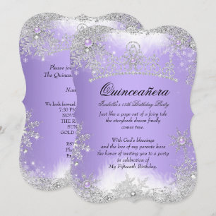 Quinceanera Vinterundret Lilafärgad Snö Inbjudningar