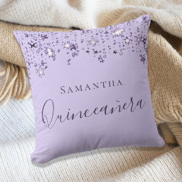 Quinceanera violet lilac-stjärnor namn kudde