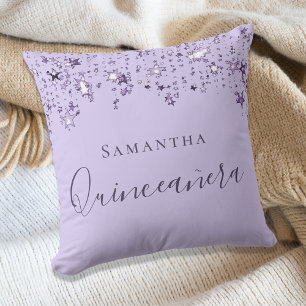 Quinceanera violet lilac-stjärnor namn kudde