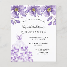 Quinceanera violett blommigt för vita kläder flygblad
