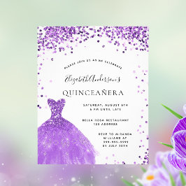 Quinceanera violetta klänning glitter budget flygblad