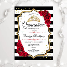 Quinceanera - Vita svarta röda Guld