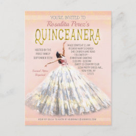 Quinceanera Watercolor Dress  Rosa Guld Finare Vykort