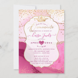 Quinceanera, Watercolor Rosa Agate Faux Guld Inbjudningar