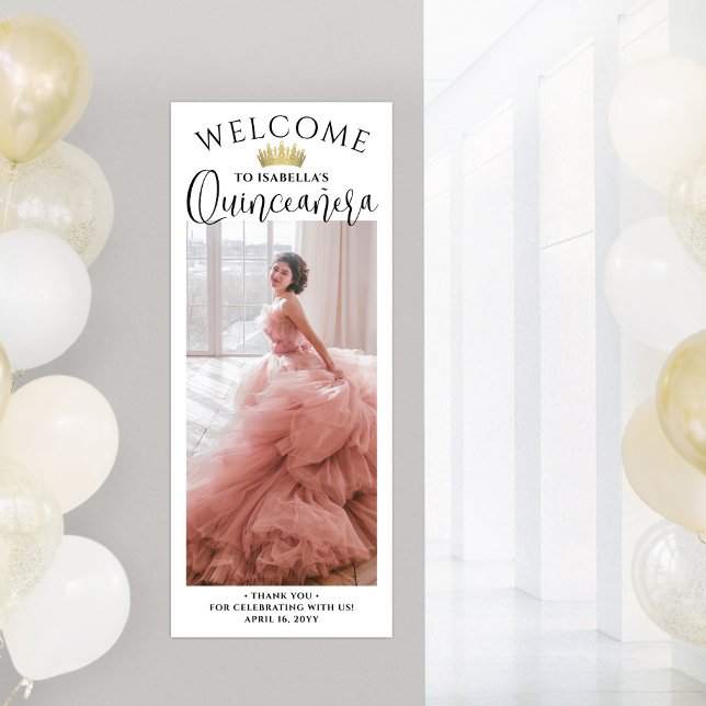 Quinceañera Welcome Modern Script Large Photo Poster (Skapare uppladdad)