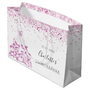 Quinceanera white rosa glitter klänning namn