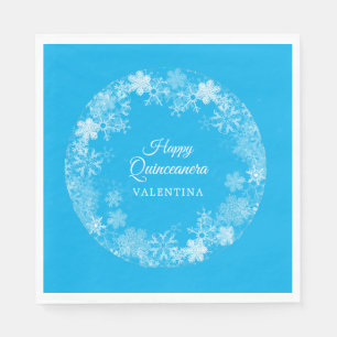 Quinceanera Winter Wonderland Snowflake Blue Pappersservett