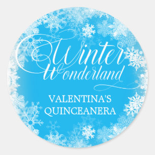 Quinceanera Winter Wonderland Snowflake Favor Runt Klistermärke