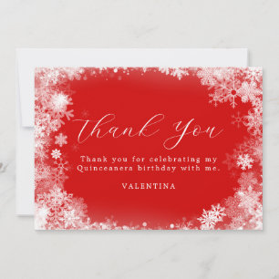 Quinceanera Winter Wonderland Snowflake Red Tack Kort