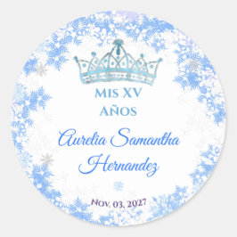 Quinceañera Winter Wonderland Sticker Runt Klistermärke