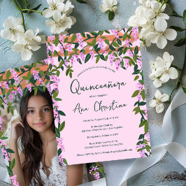 Quinceañera Wisteria Vines Blommigt Anpassningsbar Inbjudningar