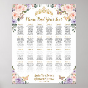 Quinceañera XV Lila Lilac  Blommigt Sittande Poster