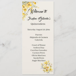 Quinceanera yellow gold double side program card