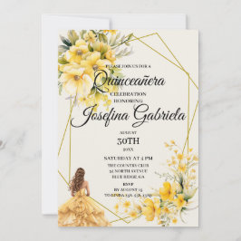 Quinceañera Yellow Gold Invitation Inbjudningar