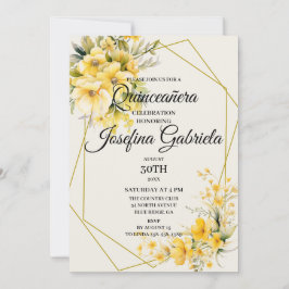 Quinceañera Yellow Gold Invitation Inbjudningar