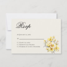 Quinceanera Yellow Gold Reply RSVP Card