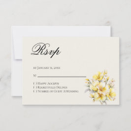 Quinceanera Yellow Gold Reply RSVP Card OSA Kort