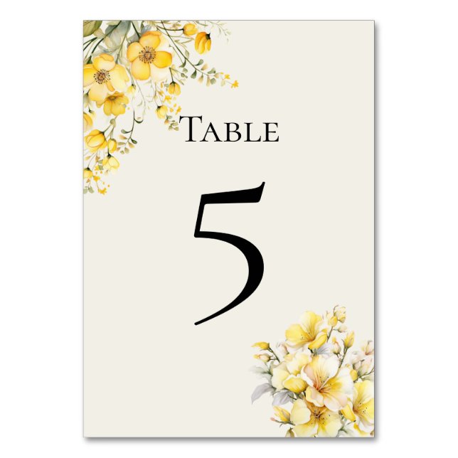 Quinceanera yellow gold Table Number Card Bordsnummer (Framsidan)