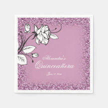 Quinceañerafirande Vita Rosor Lila Glitter