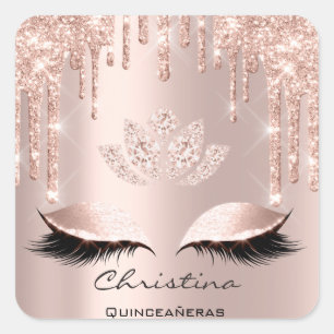 Quinceañeras Sweet 16:e 15:e Möhippan Sparkly Di Fyrkantigt Klistermärke