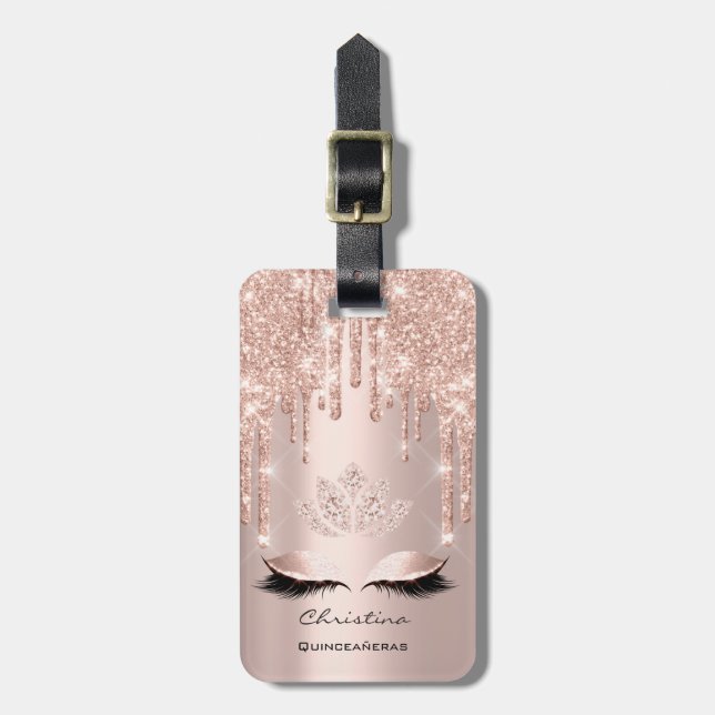 Quinceañeras Sweet 16th Möhippa Sparkly Diamod Dri Bagagebricka (Vertikal Framsida)